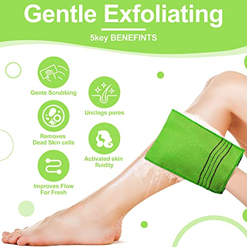 Tatuo 12-Pack Korean Exfoliating Mitts, Viscose Rayon Body Scrub