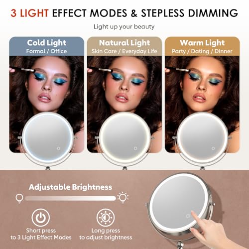 ZLOKLA 9" Wall Mounted Lighted Makeup Mirror 1X/30X Magnification
