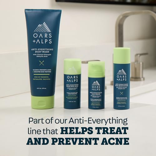 Oars + Alps Anti-Everything Facial Moisturizer with 1.0% Salicylic Acid Anti Acne Treatment, Fragrance Free Acne Fighting Face Moisturizer, Non-Greasy & Free of Parabens + Phthalates, 1.7 fl. oz