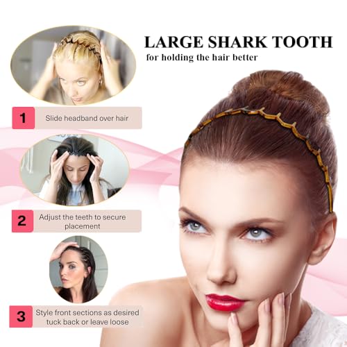 Zig Zag Headbands with Teeth - Pack of 2, Black & Brown