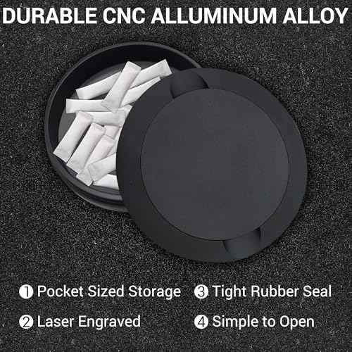 Matte Black Metal Zyn Pouch Container ? Dual Compartment Storage Tin with Secure Lid