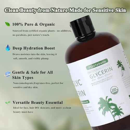 Organic Vegetable Glycerin ? USDA Organic Certified, 100% Pure, 16 fl oz ? Natural Skin & Hair Moisturizer ? Ideal for DIY Beauty, Soaps, Lotions & More ? Non-GMO, Palm Oil Free