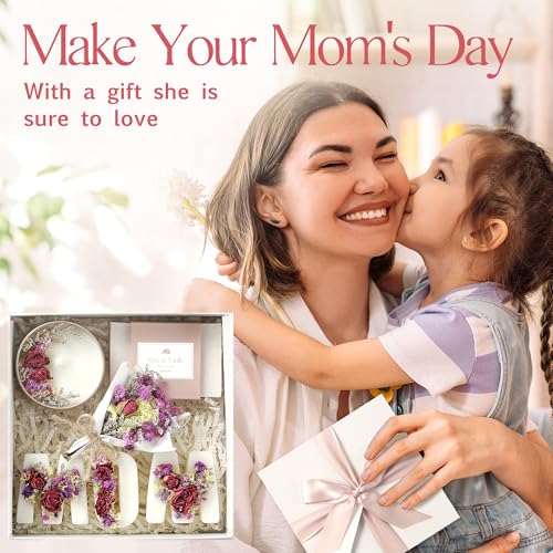 Mother¡¯s Day & Birthday Basket for Mom ? Luxury Gift Box with Candle, Ready to Gift Floral Keepsake, Thoughtful Mom Present from Daughter or Son