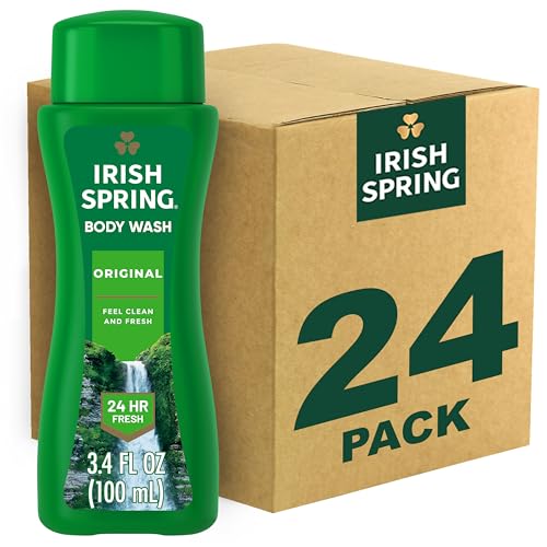 Irish Spring Men's Body Wash Shower Gel, Original Clean, Travel Size Body Wash, 3.40 Fl Oz (Pack of 24)