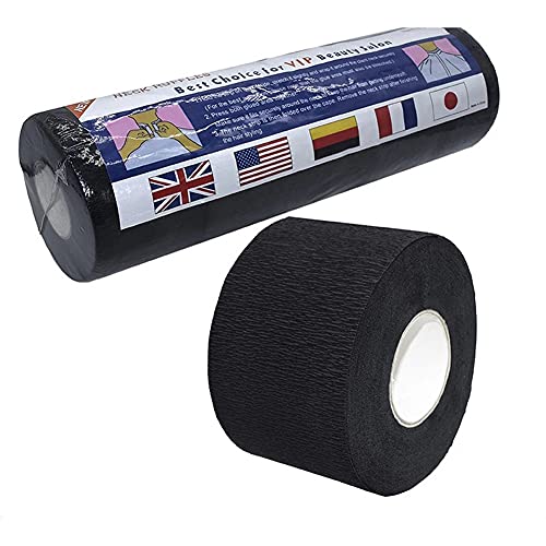 QUUPY 1 Roll/100Pcs Disposable Barber Neck Strips, 2.6 Inch Wide x 13.7 Inch Long, Stretches Up to 21.5 Inch, Soft, Absorbent Paper, Adhesive Closure, Multi-use for Haircut, Styling, Coloring & More