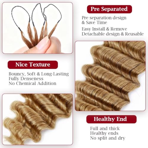 Invisible Knots 18" Crochet Hair - 100% Human Hair, Soft Deep Wave