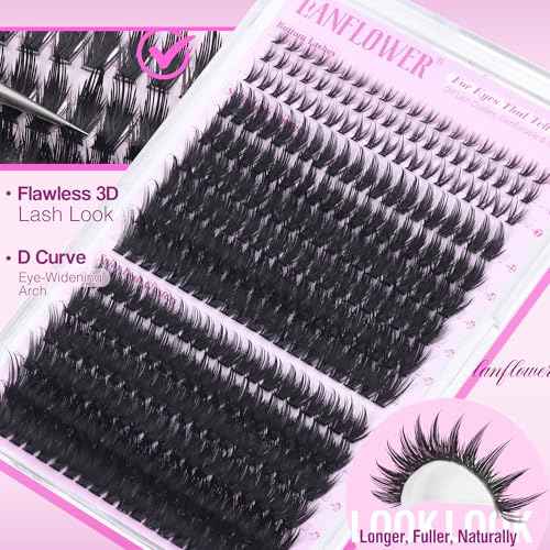 Manga Lash Clusters Kit Fairy Eyelash Clusters with Spikes Wispy Lash Extension Kit D Curve Cluster Eyelash Extensions 12-20mm Eyelash Extension Kit with Bottom Lashes by Lanflower