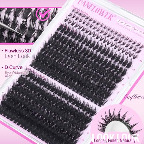 Spiky Manga Eyelash Clusters D Curve 12-20mm with Bottom Lashes