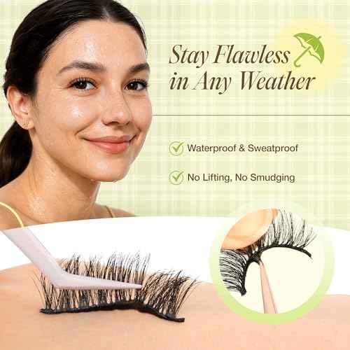 LASHVIEW Self Adhesive Eyelashes Natural Look Press On Lashes No Glue Need Eyelashes Reusable Cat Eye Wispy Self-adhesive False Lashes with Replacement Adhesive Strips 5 Pairs(CV122)