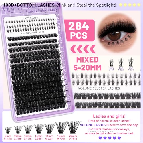 DIY Cluster Eyelash Extension Kit - 1274Pcs with Bond, Remover & Tools