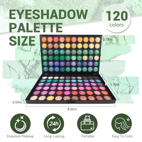 Pure Vie 120-Color Eyeshadow Palette - Highly Pigmented & Waterproof