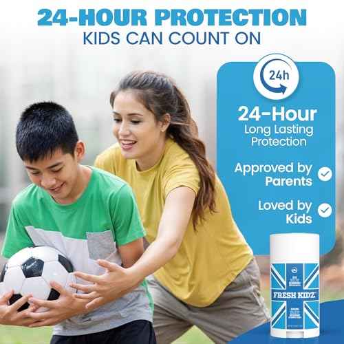 Fresh Kidz Deodorant Stick for Kids and Teens - Baking Soda and Aluminum-free 24 Hour Protection for Sensitive Skin - Boys "Blue", 2.65 oz / 75 g (2 Pack)