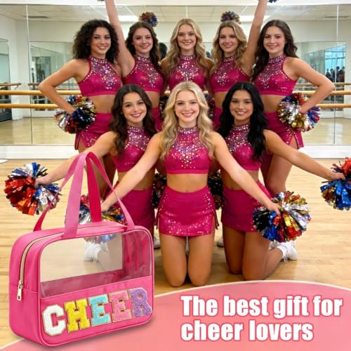 Cheer Chenille Letter Clear Makeup Bag with Handle