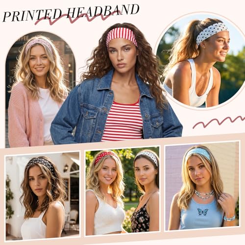 8 Pack Polka Dot Y2K Headbands for Women | Non-Slip
