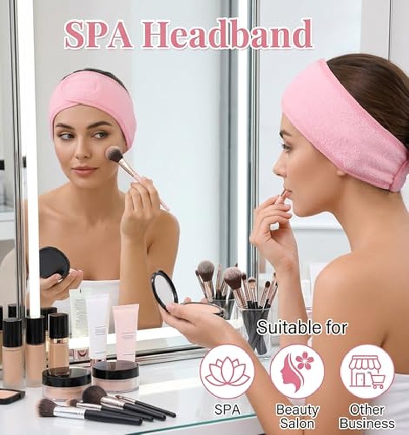 3-Pack Adjustable Spa Facial Headbands for Women - Terry Cloth