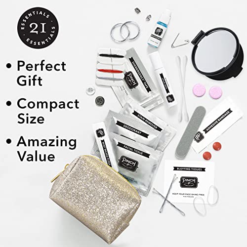 Pinch Provisions Minimergency Kit for Bridesmaids, Includes 21 Emergency Wedding Day Must-Have Essentials, Perfect Bridal Shower and Bridesmaids Proposal Gift - Champagne Glitter