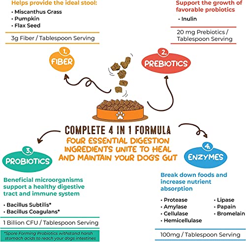 Perfect Poop Digestion & Health Supplement for Dogs: Fiber, Prebiotics, Probiotics, Enzymes Digestive, Hard & Soft Stool, Improved Health (12.8oz Cheddar Bag + 12.8oz Chicken Bag, 12.8oz Bundle)