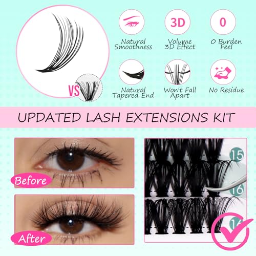 Lash Extension Kit Clusters 9-16mm with Bond, Seal & Tools