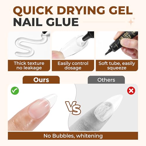 UNA GELLA Strong Nail Glue - 2x10ml Quick Drying Gel for Press-Ons