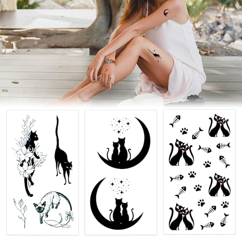 30 Cat Temporary Tattoos Waterproof Stickers for Body