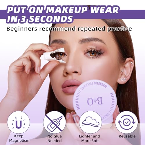Magnetic Eyelashes with Applicator - Reusable, Glue-Free, Natural Look