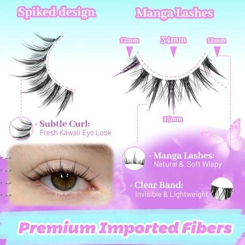 Losha Natural Manga Lashes - 7 Pairs Wispy Cat Eye Eyelashes