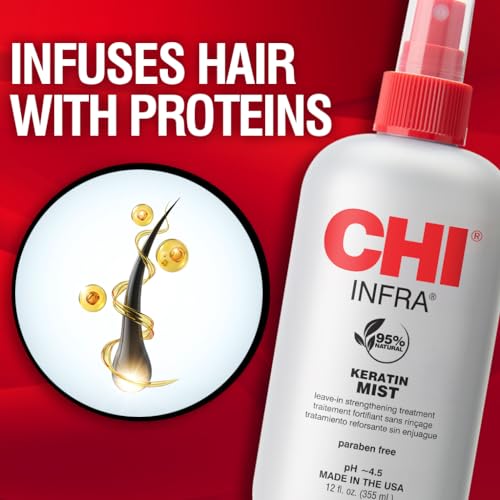 CHI Keratin Mist, Strengthening Hair Spray For Restoring Softness & Protecting Against Heat Damage, Paraben-free, 12 Oz