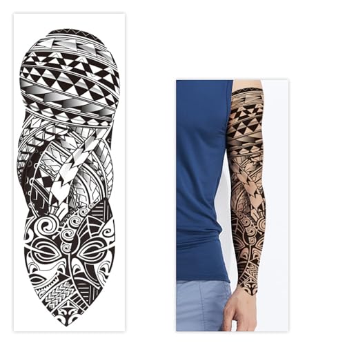 Tribal Totem Temporary Sleeve Tattoos - 4 Sheets, Waterproof