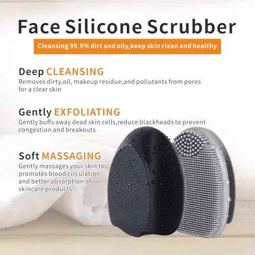 Soft Silicone Face Scrubber,Facial Cleansing Brush,Facial Exfoliation Scrub for Massage Pore Cleansing Nose Blackhead Remover Deep Scrubbing for All Kinds of Skins Men and Women