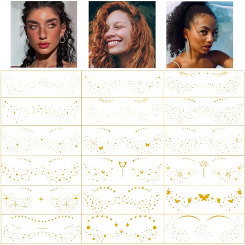 Glitter Freckle Tattoos 12-Sheet Set Waterproof Temporary Face Stickers