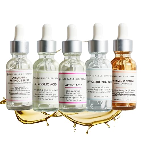 Measurable Difference Youthful Radiance Serum Set with Vitamin C, Hyaluronic Acid, and Peptides - Unveil Vibrant Skin, Diminish Fine Lines and Wrinkles