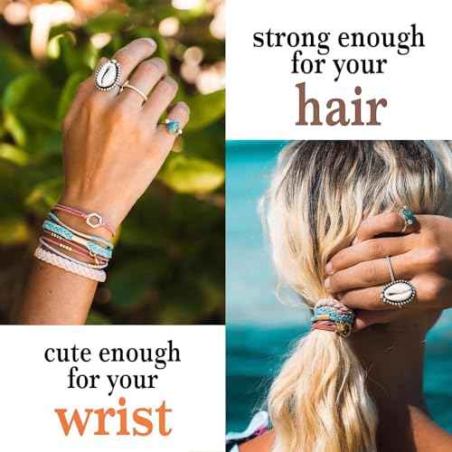 K'lani Hair Tie Bracelets for Women - Elastic Hair Bands That Double as Stylish Jewelry - Mother/Daughter - Set