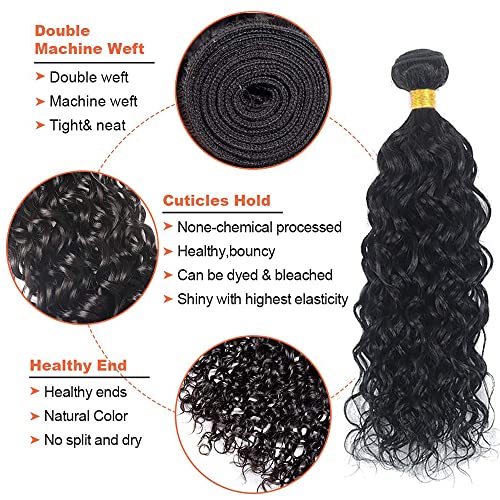 WuvuSnm Human Hair Water Wave Bundles Natural Black 28-32 Inch - #1BWT Variation