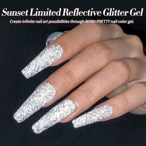 Born Pretty Reflective Glitter Gel Nail Polish, 6 Colors Holographic Gel Polish Long Lasting Sparkly Shiny Nail Polish U V Set for Manicure and Nail Art, DIY at Home, Salon-Quality 7ml