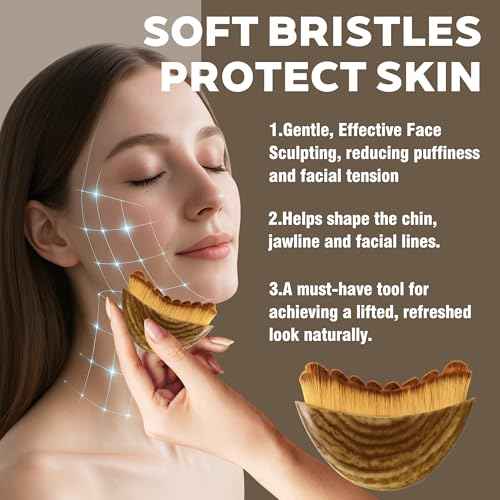 Lymphatic Contour Face Brush for Gentle Facial Massage - Soft Lymphatic Drainage Face Brush to Reduce Puffiness - Lift Jawline & Enhance Natural Glow
