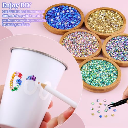 Multicolored Resin Rhinestones 12600pcs with Tweezers & 3 Glue Sets for DIY Jewelry & Crafts