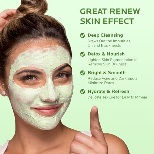 ZealSea Superfood Clay Face Mask: Deep Cleansing Mask for Controlling Oil & Blackhead Removal Pore Cleansing Antioxidant Anti-Aging Hydrating Facial Mask Vegan Skincare 5.29 Oz