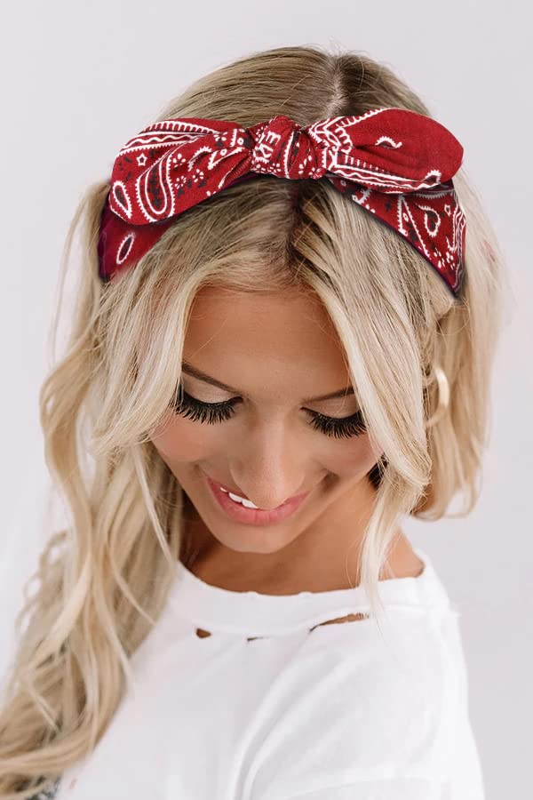 Tobeffect Paisley Bandana Headbands - 8 Pack Boho Wide Turban Headwraps