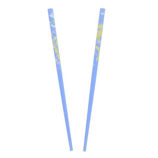 Set of Wooden Hair Sticks With Chinese Dragon Chopsticks - Blue