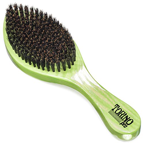 Torino Pro Medium Curved Wave Brush By Brush King #1960-360 Curved Medium - Extra firm Medium bristles with Wavy design handle - for 360 waves - Great for coarse hair wavers