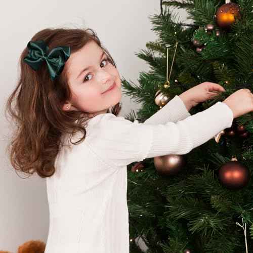 4inch Christmas Dark Green Hair Bow Clips Glitter Ribbon Bowknot Alligator Barrettes Hairpins St Patricks Holiday Party Dress Decor Accessory Gift for Toddler Girls Child Xmas Gift