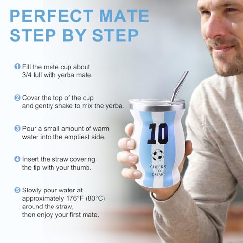 Argentina No. 10 Mate Cup Set - Double-Wall Stainless Steel