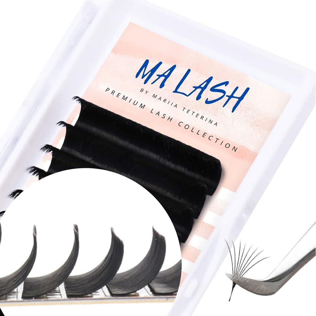 MA LASH C 0.1 13mm Eyelash Extensions Individual Lashes Premium Volume & Classic Lash Soft mixed and single lengths Black Salon Use (C 0.1 (13 mm))