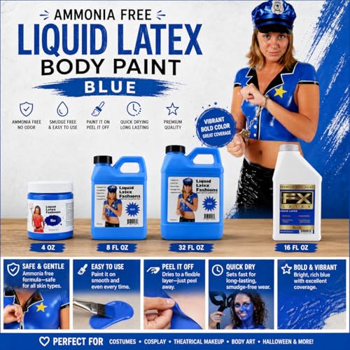 Liquid Latex Blue Body Paint 4 Oz - Cosplay Makeup