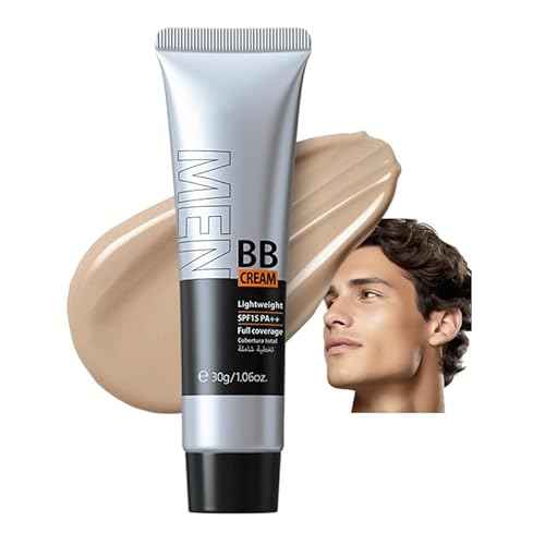 AKARY Hydrating Men BB Cream SPF 15 PA++, Full-Coverage Foundation&Concealer, Mens Face Moisturizer Cream Evens Skin Tone, Oil Control and Cover Flaws, Natural Finish for All Skin Types, Natural 240
