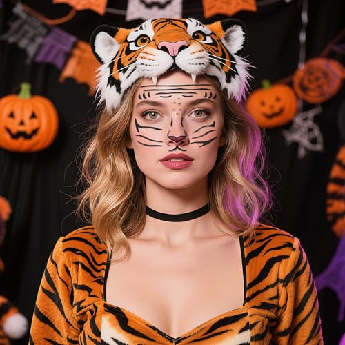 Tiger Face Glitter Stickers - Temporary Tattoos for Halloween