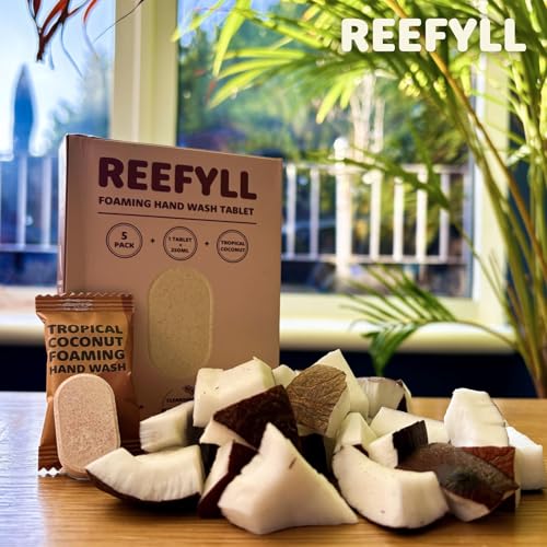 Foaming Hand Soap Refill Tablets Dissolvable Plastic Free Hand Wash Pods Just Add Water Tropical Coconut Scent 5 Tablets