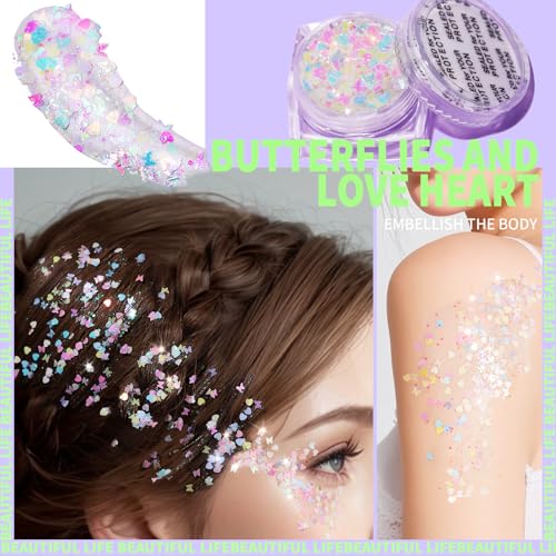 Teenitor 6-Shape Body Glitter Gel Set - Festival Face Makeup