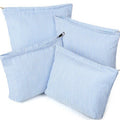 Sanwuta 4-Piece Seersucker Striped Makeup Bag Set, Blue