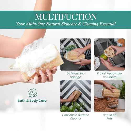 Natural Loofah Sponge, 5?Pack (6") Exfoliating Body Scrubber for Shower, Luffa Sponge, Bath & Kitchen ? Plant-Based